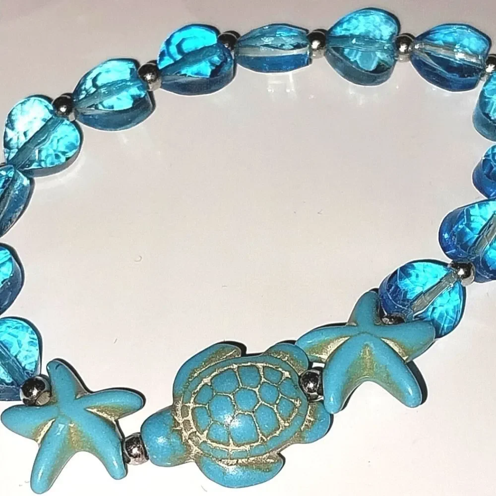 Girls Turtle starfish charm bracelet